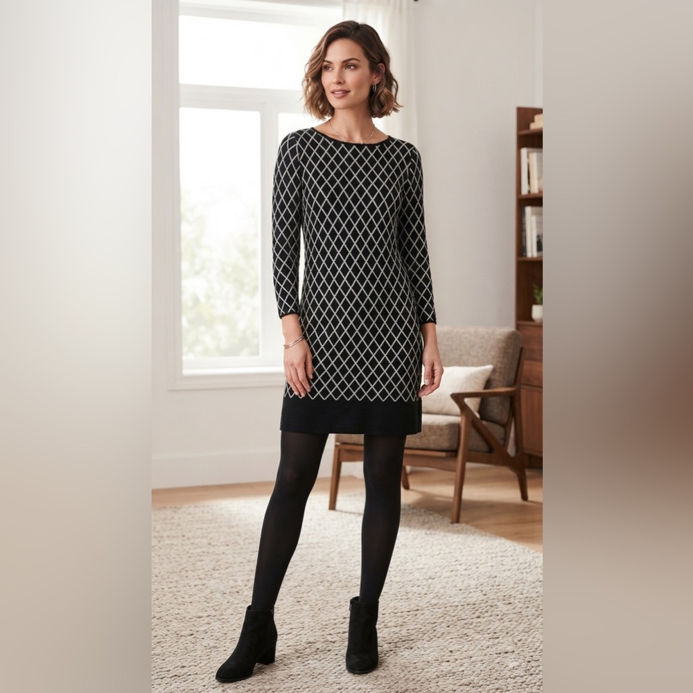 Joe fresh | black and white knitted sweater dress | size S